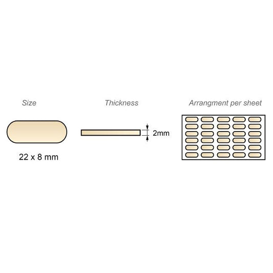 Pastille autocollante blanc - 8x22mm NTP