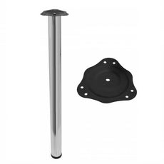 Pied de meuble réglable 820mm, plaque de montage en acier - Chrome