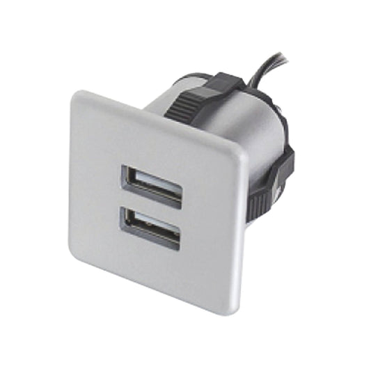 Prises USB + Source de courant Furnica Aluminium Carrée EU