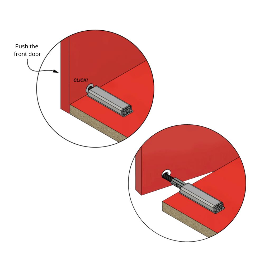 Push to Open latch - Charnières sans ressort - avec embout magnétique Zinc/Gris NTP