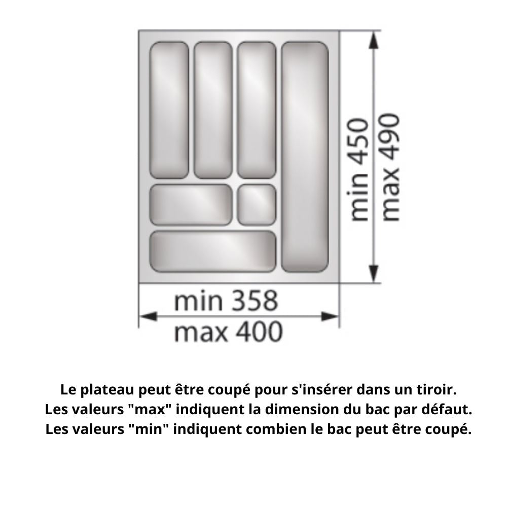 Range-couverts pour tiroir, largeur du meuble: 450 mm, profondeur: 490 mm - Blanc