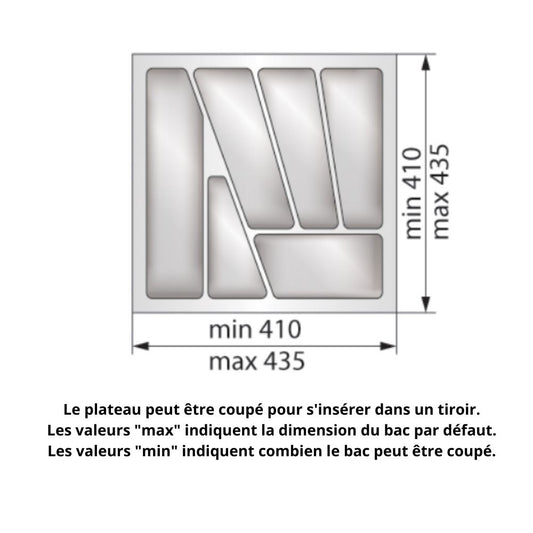 Range-couverts pour tiroir, largeur du meuble: 500 mm, profondeur: 430 mm - Blanc NTP