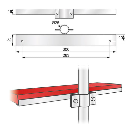Support de tablette unilatéral longue, Chrome NTP
