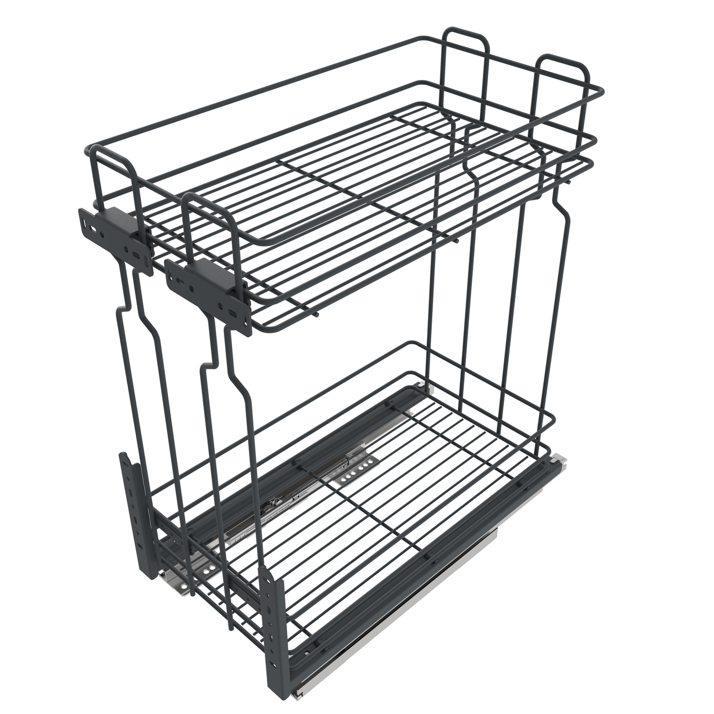 Rangement coulissant de 60 cm à fermeture silencieuse - 2 paniers - Anthracite