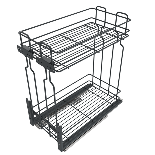 Rangement coulissant de 60 cm à fermeture silencieuse - 2 paniers - Anthracite