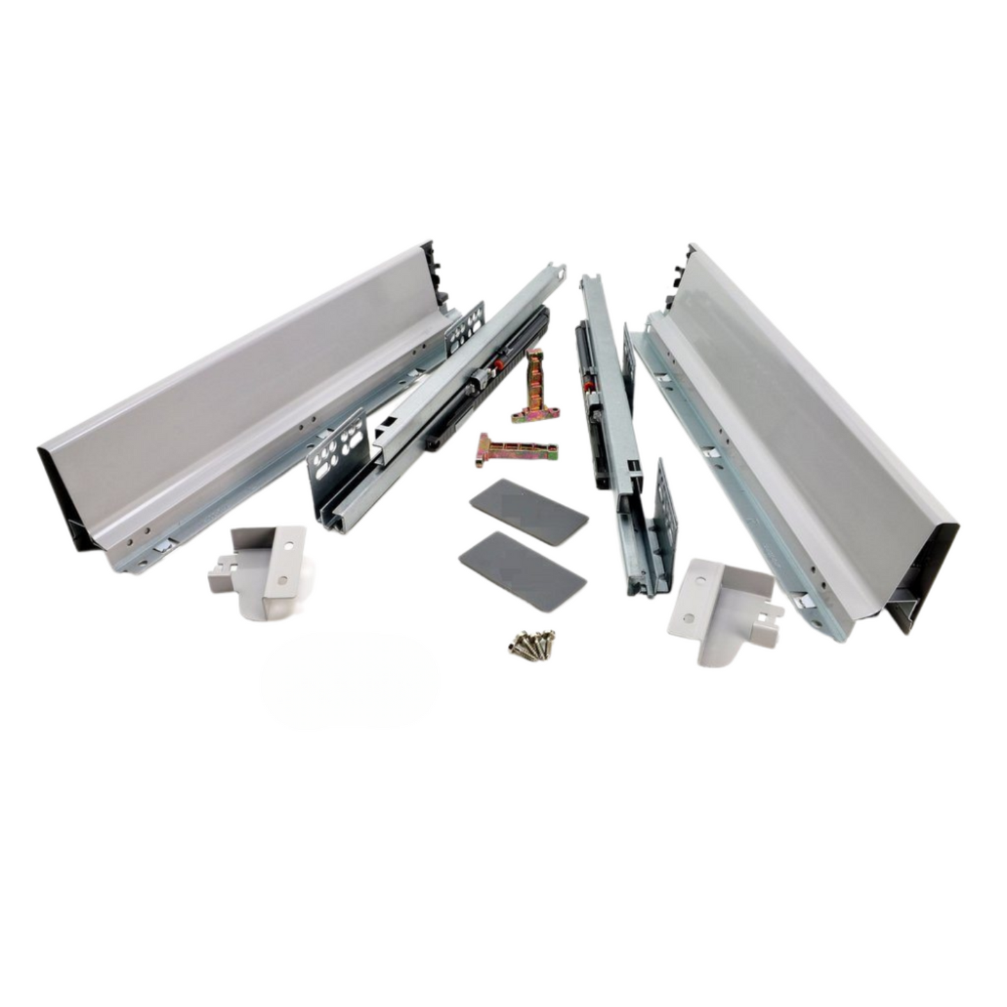 Système de tiroir à fermeture silencieuse, BASSE, H: 68 mm, Argent 270-650mm