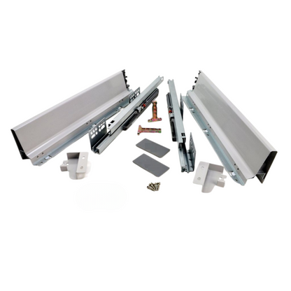 Système de tiroir à fermeture silencieuse, BASSE, H: 68 mm, Argent 270-650mm