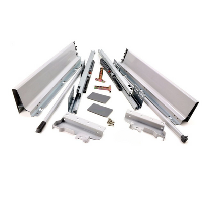 Système de tiroir à fermeture silencieuse, MOYEN, H: 142mm, Argent 270-650mm