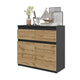 NOAH - Commode 2 Tiroirs et 2 Portes - Meuble de Rangement pour Couloir/Chambre - Buffet - H75cm L80cm P35cm (Anthracite/Chêne Wotan)