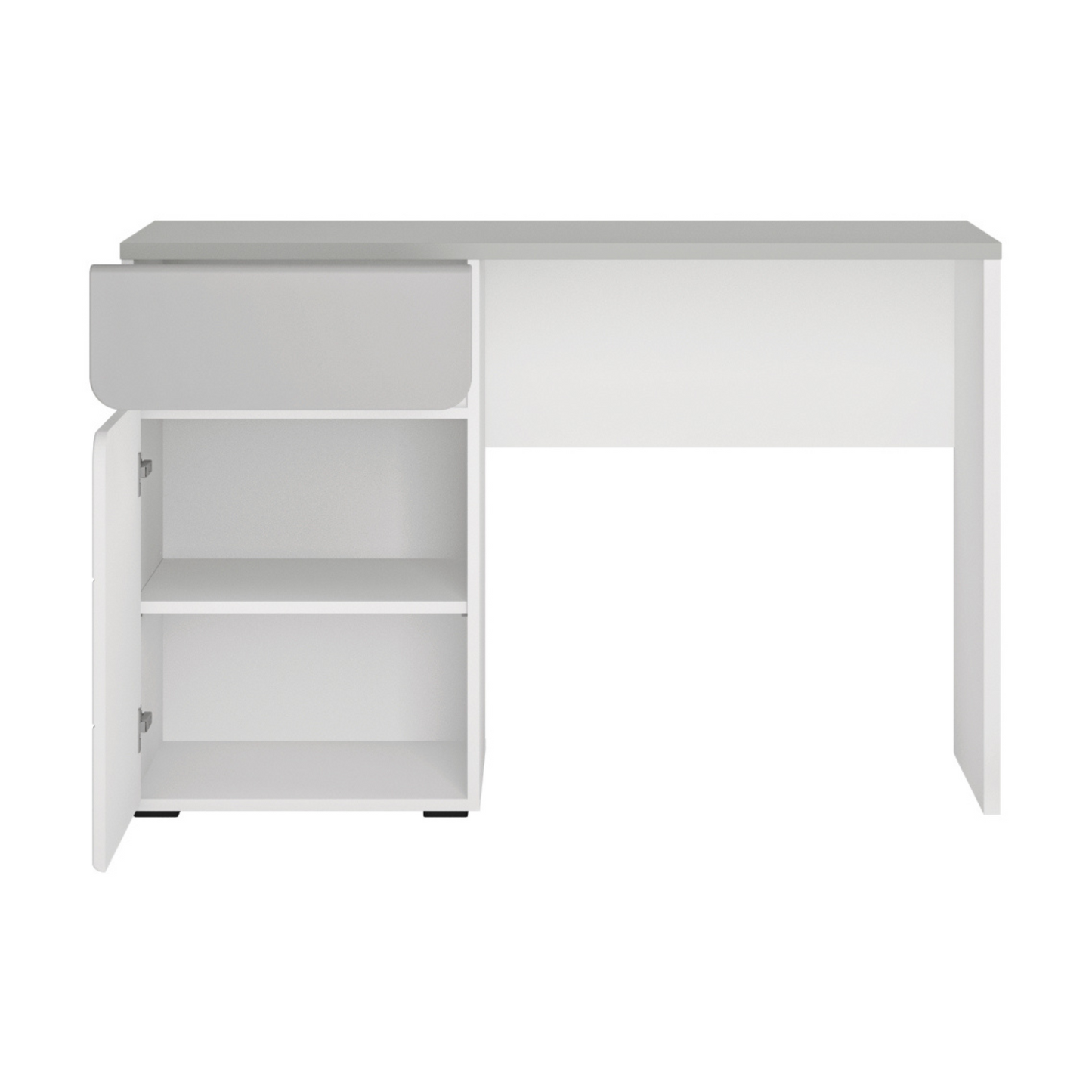 ALBI - Ensemble de Meubles de Chambre pour Jeunes - Blanc Matt / Gris Froid Brillant