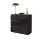 MIKEL - Commode 3 Tiroirs et 1 Porte - Armoire de Rangement pour Couloir/Chambre à Coucher - Buffet - H75cm L80cm P35cm (Anthracite/Noir Brillant)