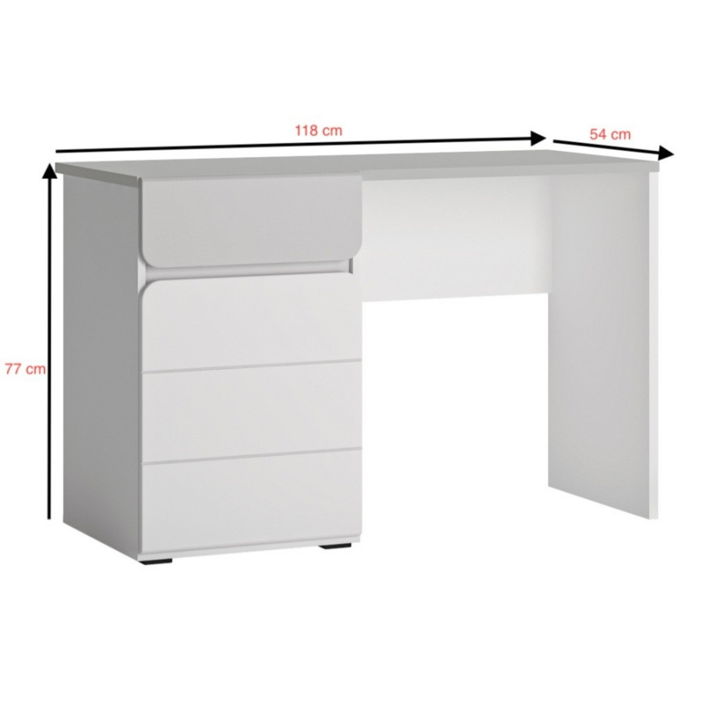 ALBI - Ensemble de Meubles de Chambre pour Jeunes - Blanc Matt / Gris Froid Brillant