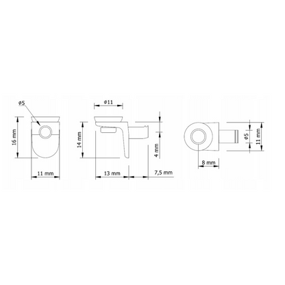 Taquets pour Étagère verre en plastique 5mm nickel