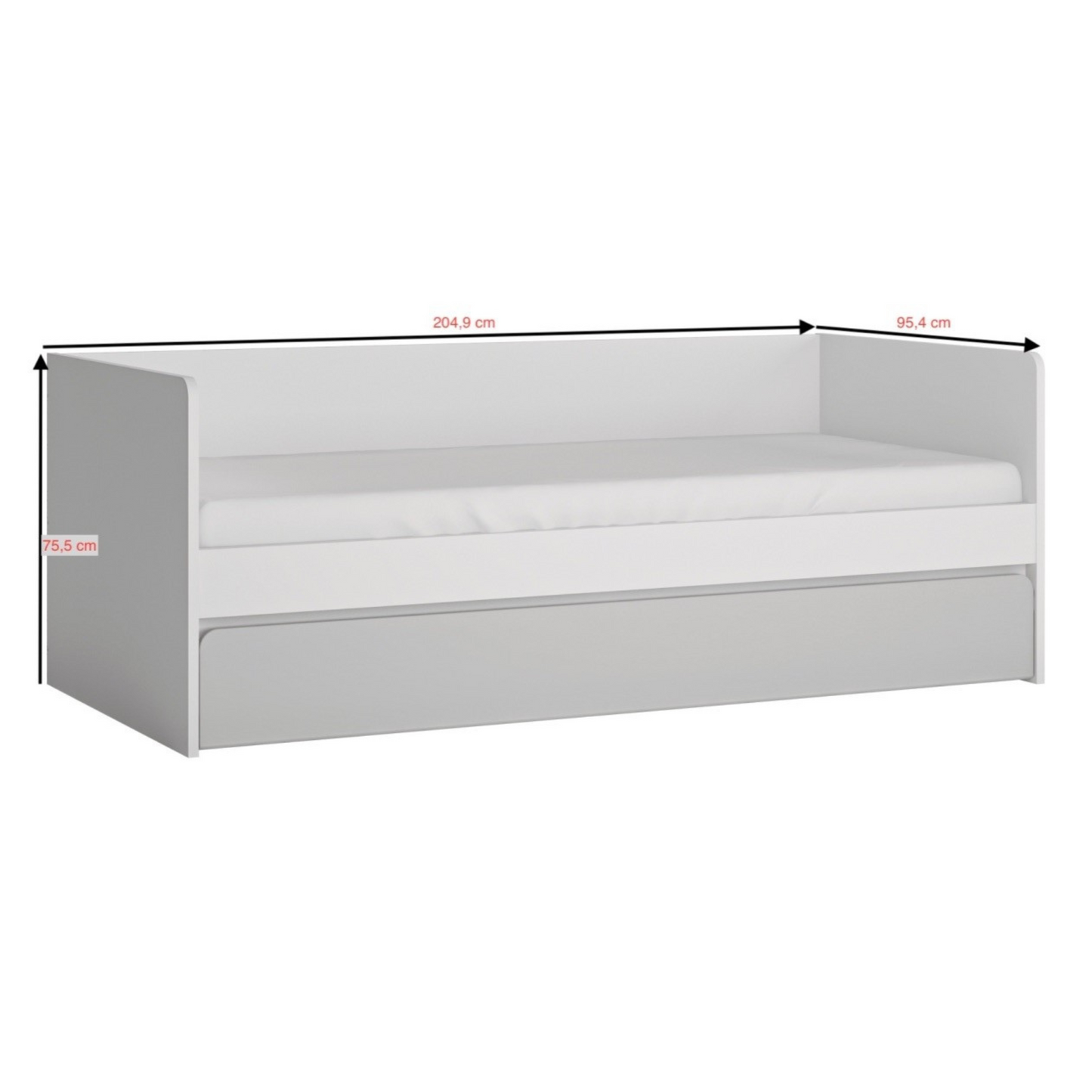 ALBI II - Ensemble de Meubles de Chambre pour Jeunes - Blanc Matt / Gris Froid Brillant