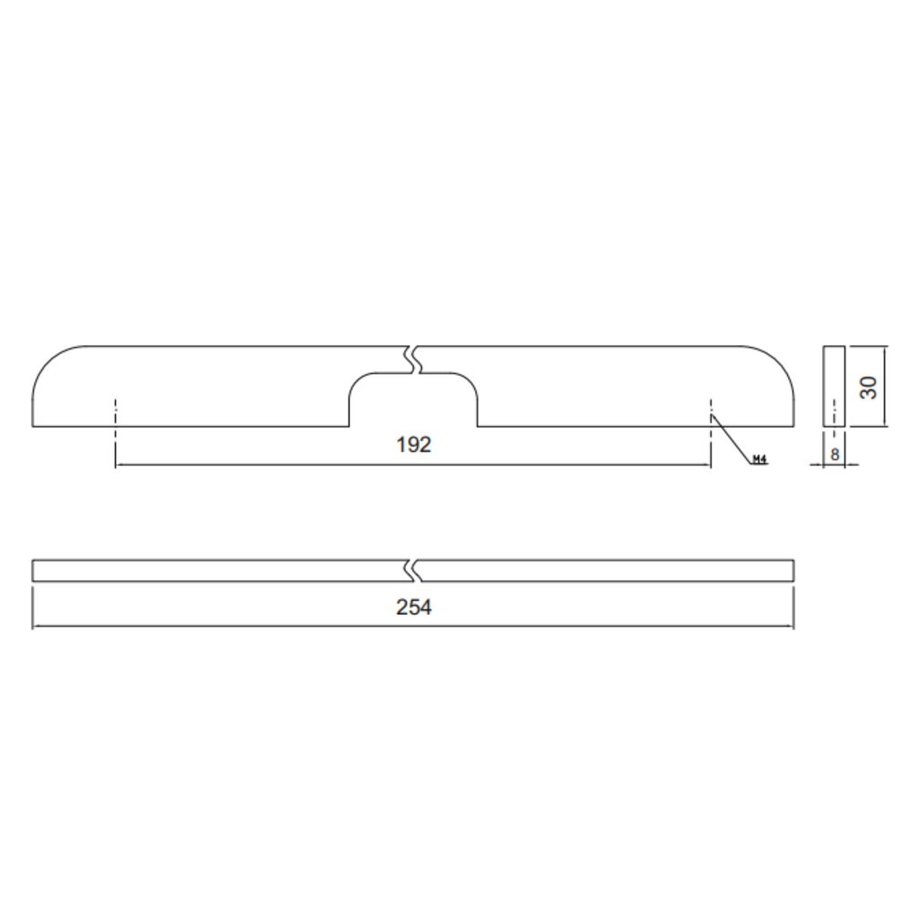 Poignée de meuble 192mm U084 - Chrome