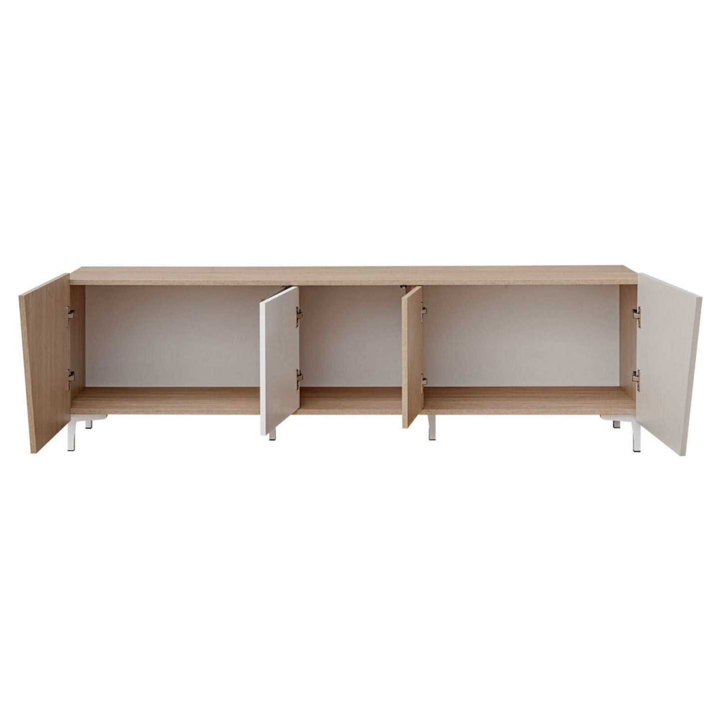 Unité murale VISTE - Ensemble de meubles de salon - Scandi / Truffe / Blanc Brillant