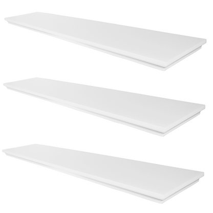 Étagère murale à fixation invisible classique - Lot de 3 - Blanc mat - 80cm