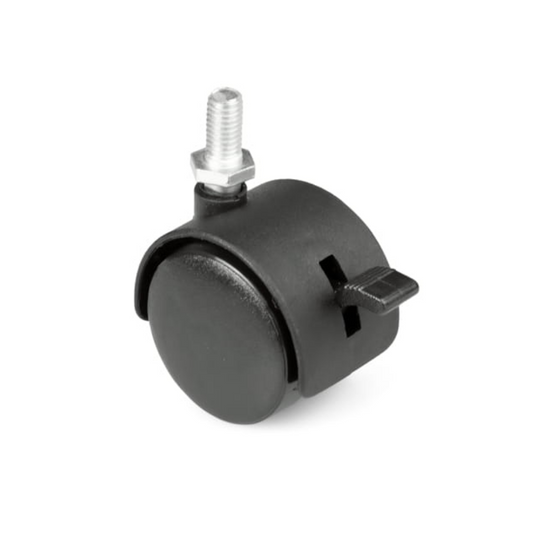 Roulette pivotante pour meuble avec tige filetée M8 et frein - Ø40mm
