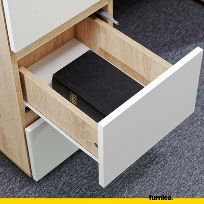 BRUNO - Bureau d'ordinateur - 3 Tiroirs et Plateau pour Clavier - H76cm L90cm P50cm - Droit (Anthracite)