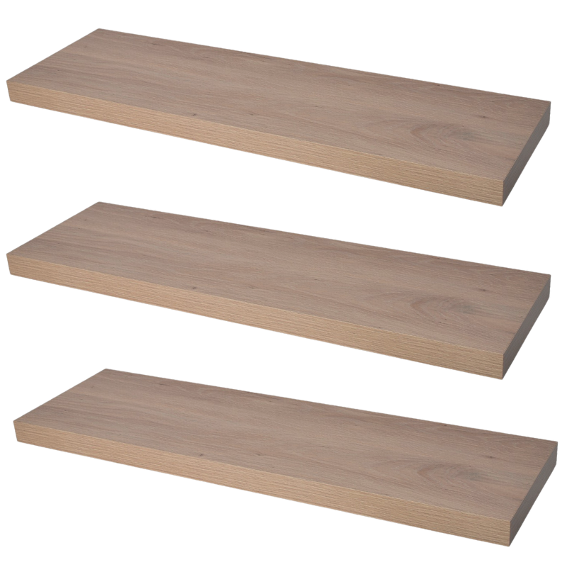 Étagère murale invisible - Lot de 3 - Chêne noueux - 90cm