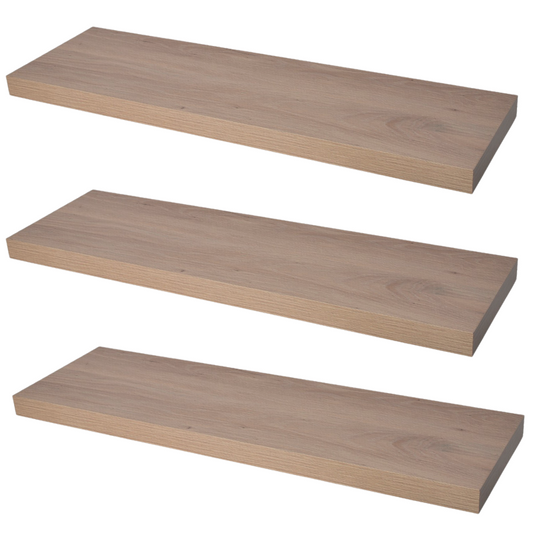 Étagère murale invisible - Lot de 3 - Chêne noueux - 90cm