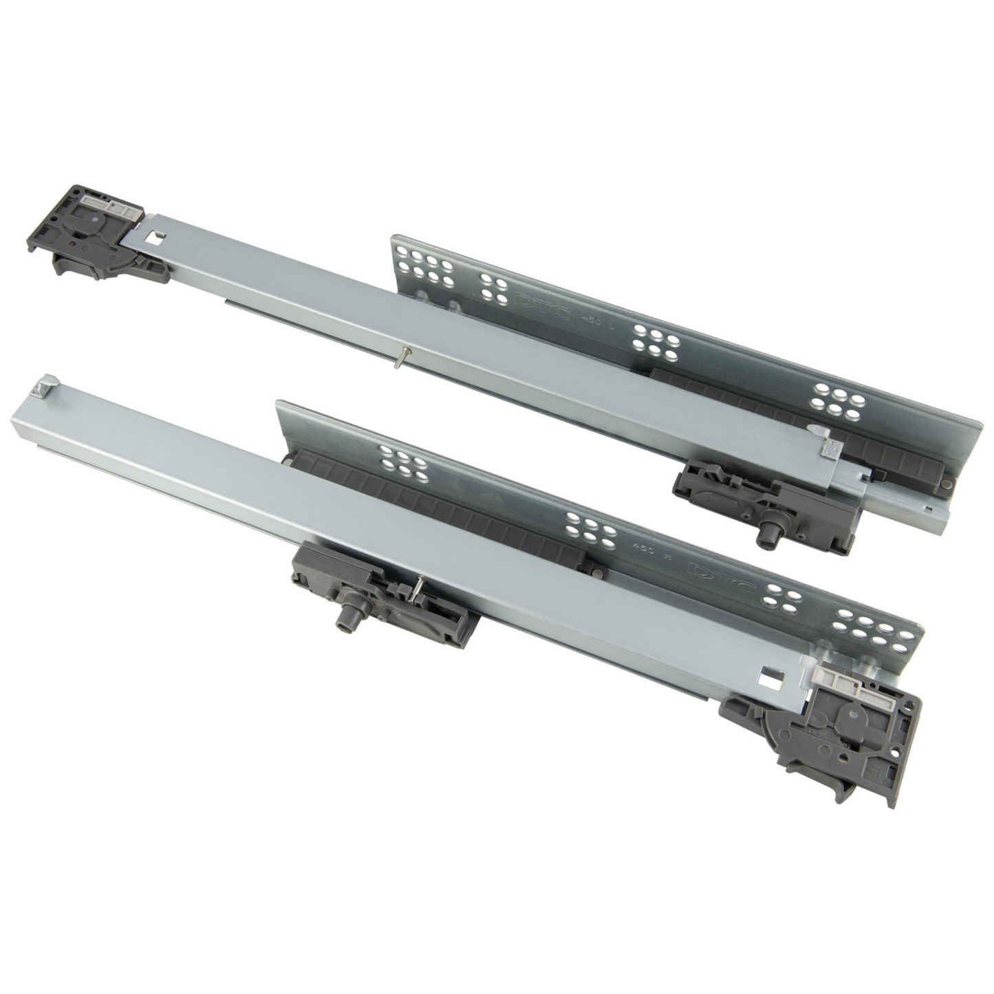 Ensemble de glissières dissimulée à ouverture par poussée (gauche et droite), extension complète 250-600mm