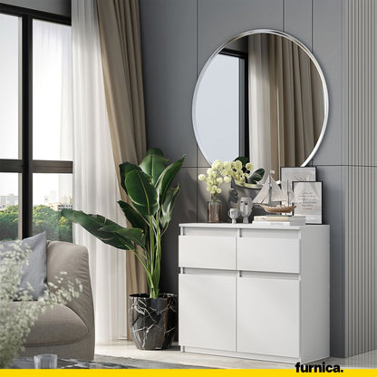 NOAH - Commode 2 Tiroirs et 2 Portes - Meuble de Rangement pour Couloir/Chambre - Buffet - H75cm L80cm P35cm (Blanc)