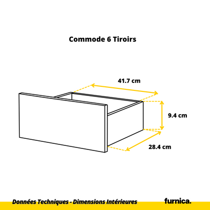GABRIEL - Commode 10 Tiroirs (6+4) - H92/70 cm L160 cm P33 cm (Chêne Wotan / Blanc Matt)