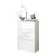 GABRIEL - Commode 4 Tiroirs - Table de Chevet Buffet - H92cm L60cm P33cm (Blanc Matt / Blanc Brillant)