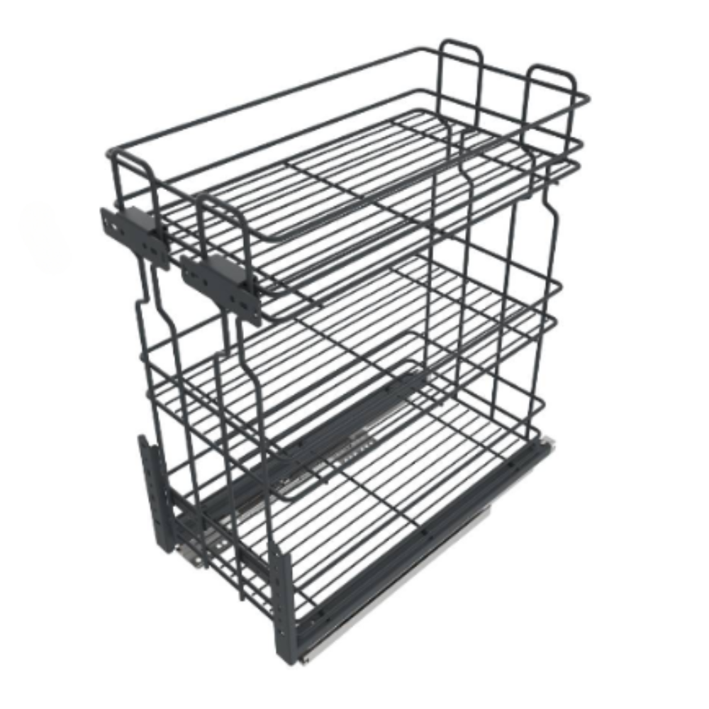 Rangement coulissant de 30 cm à fermeture silencieuse - 3 paniers - Anthracite