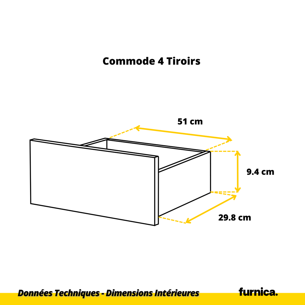 GABRIEL - Commode 14 Tiroirs (4+6+4) - H92cm L220cm P33cm (Wengé / Blanc)