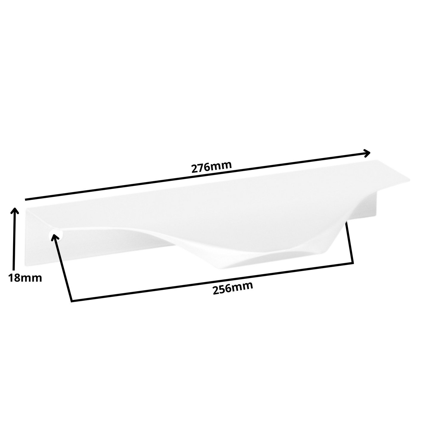 Poignée profilée Edge 256mm (Longueur totale 276mm) - Blanc