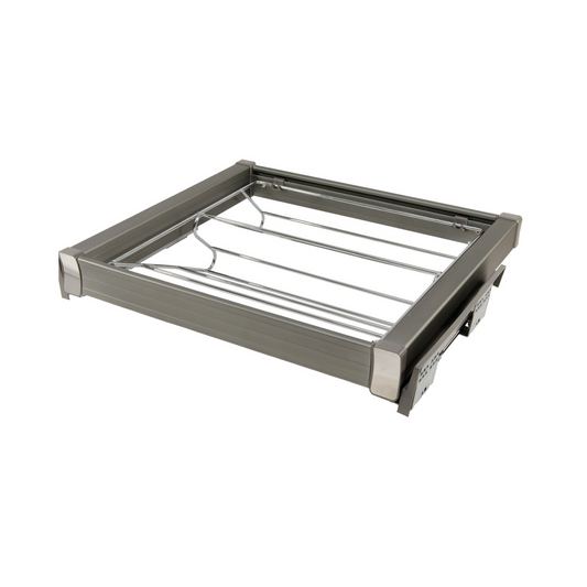 Étagère à chaussures coulissante 70 cm Soft-Close - Chrome/Aluminium - Gris – Furnica