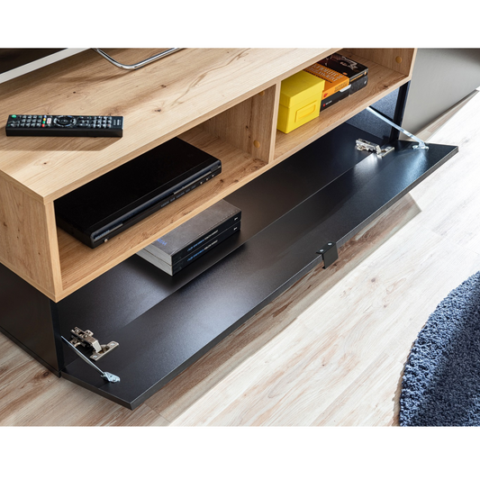 Unité Murale TV MINI - Ensemble de Meubles TV / Ensemble de Meubles de Salon - Noir Matt / Chêne Artisan