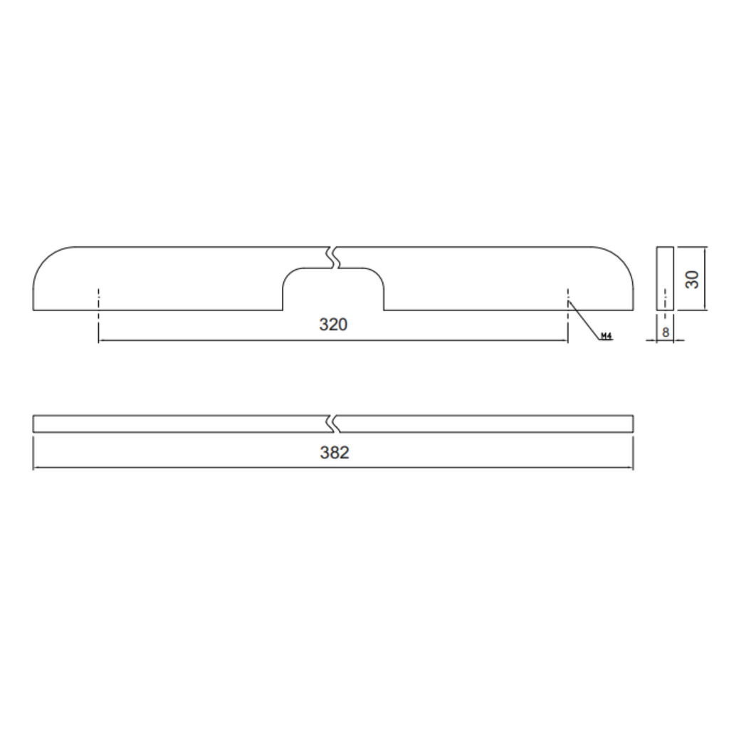 Poignée de meuble 320mm U084 - Chrome