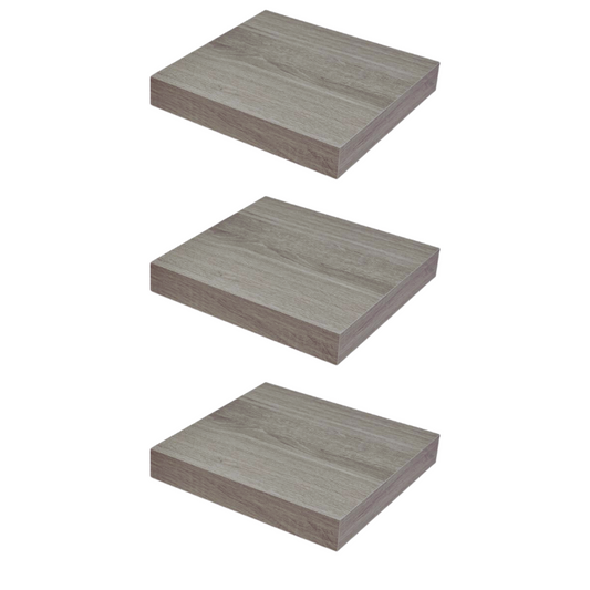 Étagère murale invisible lot de 3 - Chêne gris - 23,5cm