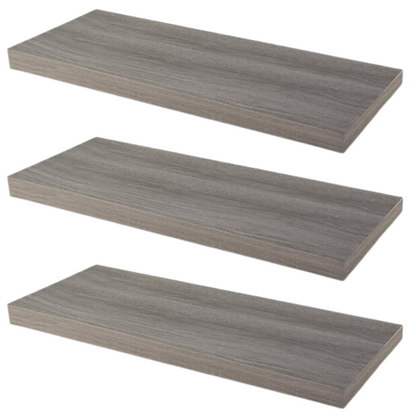 Étagère murale invisible 600mm - Lot de 3 - Chêne gris
