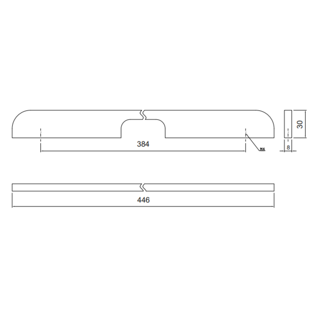 Poignée de meuble 384mm U084 - Chrome