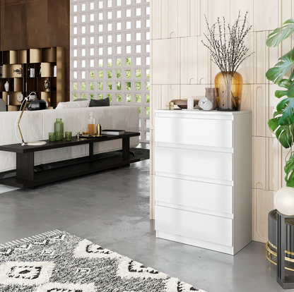 GABRIEL - Commode 4 Tiroirs - Table de Chevet Buffet - H92cm L60cm P33cm (Blanc)