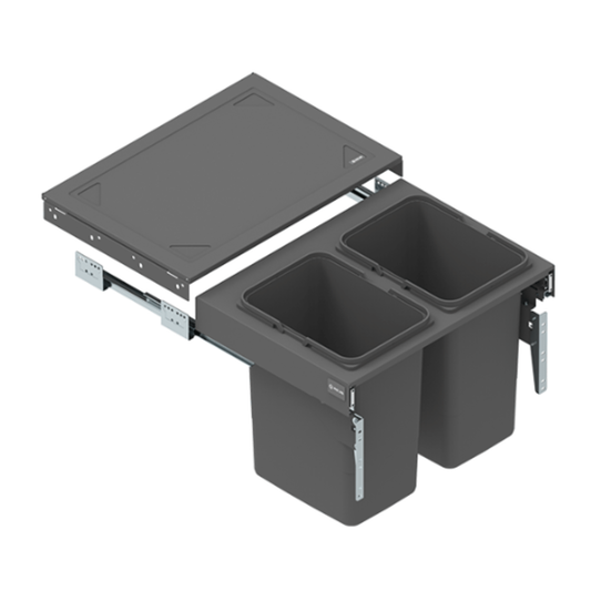 Poubelle de cuisine encastrable - Tri sélectif 2 bacs - 60cm Meuble