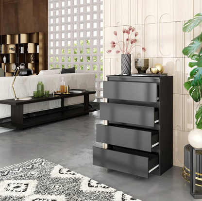 GABRIEL - Commode 4 Tiroirs - Table de Chevet Buffet - H92cm L60cm P33cm (Anthracite)