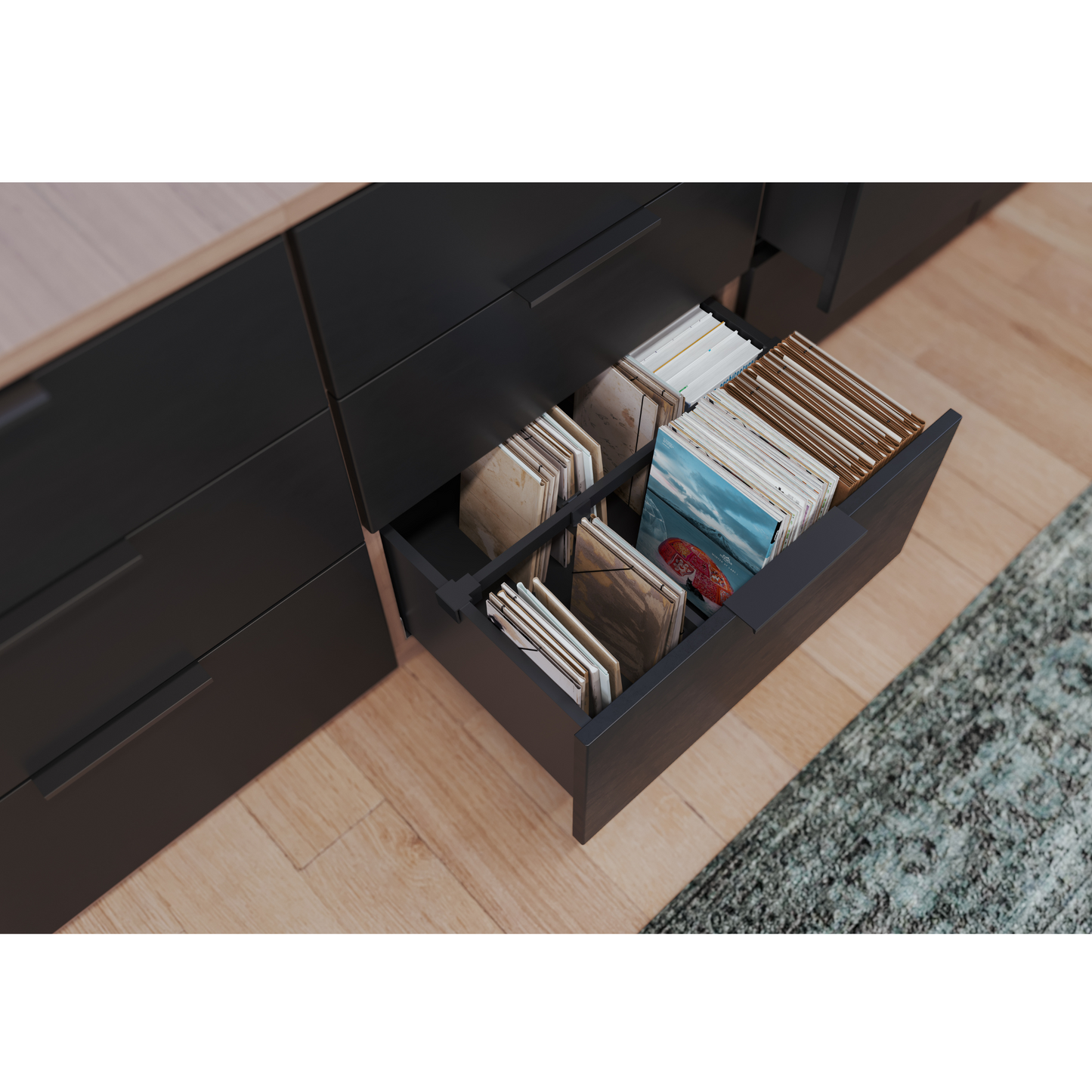 Système de tiroirs Soft-Close, BASSE - SLIM, H: 89mm, Noir