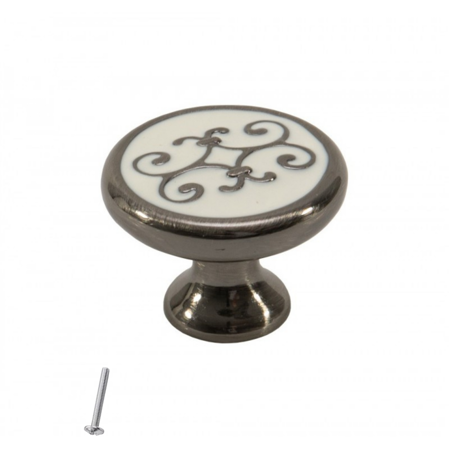 Bouton de meuble Vintage - Ø30mm - Nickel brossé noir