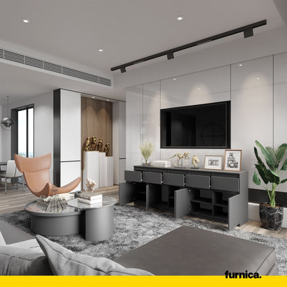 NOAH - Commode 5 Tiroirs et 5 Portes - Armoire de Rangement pour Couloir / Chambre à Coucher - Buffet - Anthracite H75cm L200cm P35cm