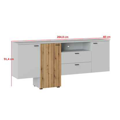VERO - Ensemble de Meubles de Salon - Gris Cendré / Chêne Coast Evoke