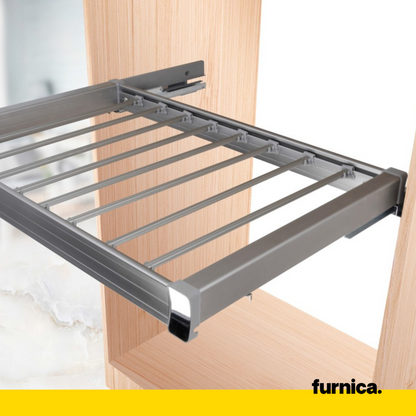 Pull Out Trouser Hanger for 90 cm Cabinet Soft-Close - Single Shelf - Grey