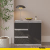 MIKEL - Commode 3 Tiroirs et 1 Porte - Armoire de Rangement pour Couloir/Chambre à Coucher - Buffet - H75cm L80cm P35cm (Béton/Anthracite)