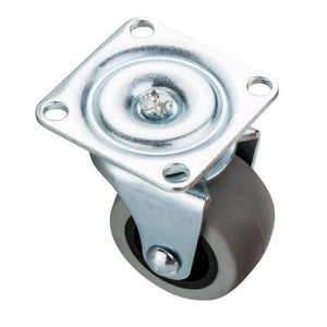Roulette de meuble en caoutchouc avec roulement Ø38 mm - Platine 42x42 mm
