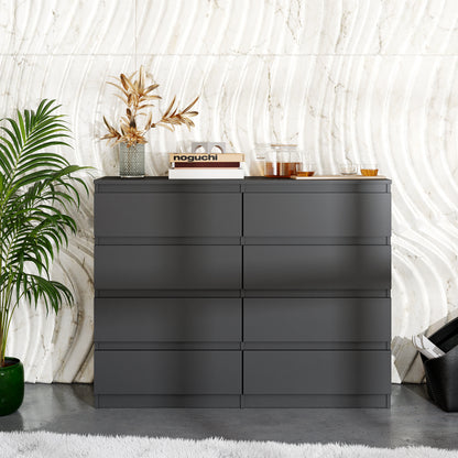 GABRIEL - Commode 8 Tiroirs - Buffet de Chevet - H92 cm L120 cm P33 cm (Anthracite)