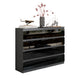 GABRIEL - Commode 8 Tiroirs - Buffet de Chevet - H92 cm L120 cm P33 cm (Anthracite / Noir Brillant)